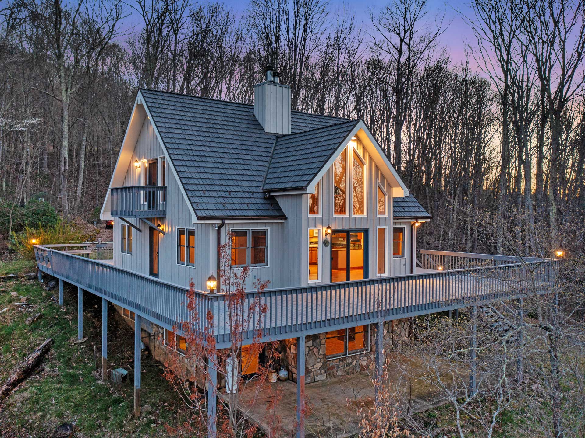 1120 Winterberry Road in Burnsville, North Carolina at Twilight